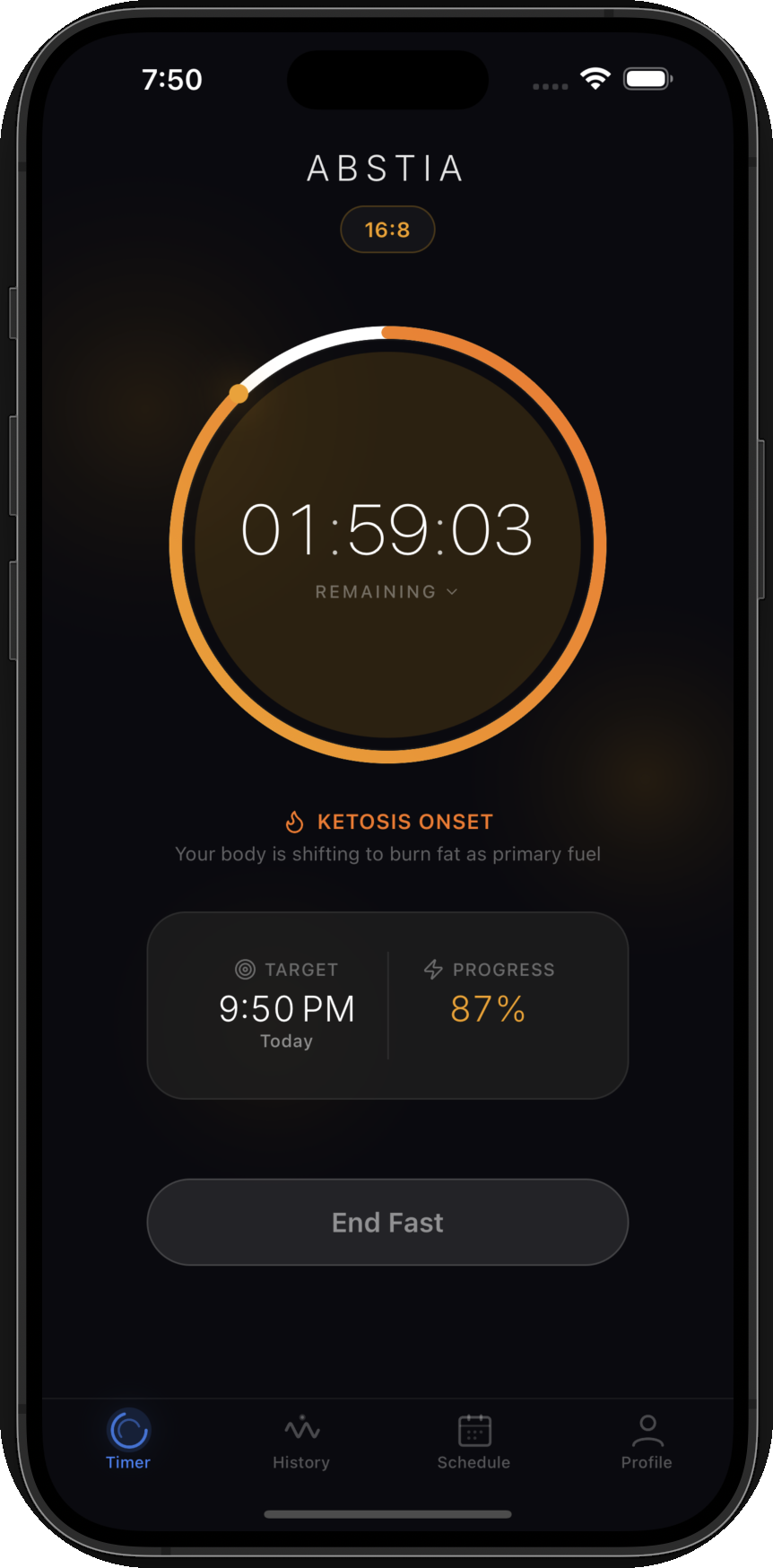 Abstia fasting timer